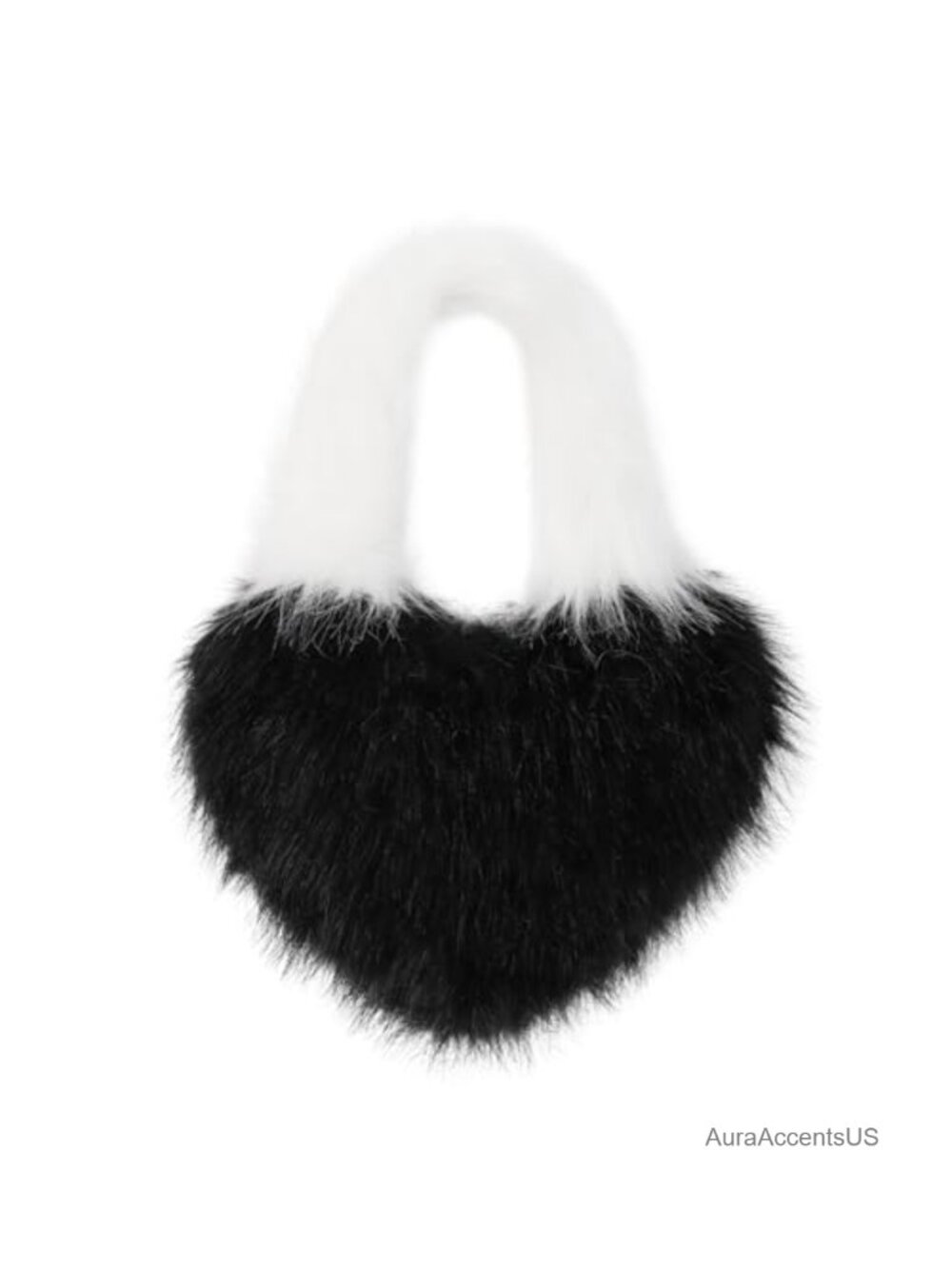 Faux Fur Heart Shaped Small Shoulder Bag Handmade Fluffy Handbag Purse